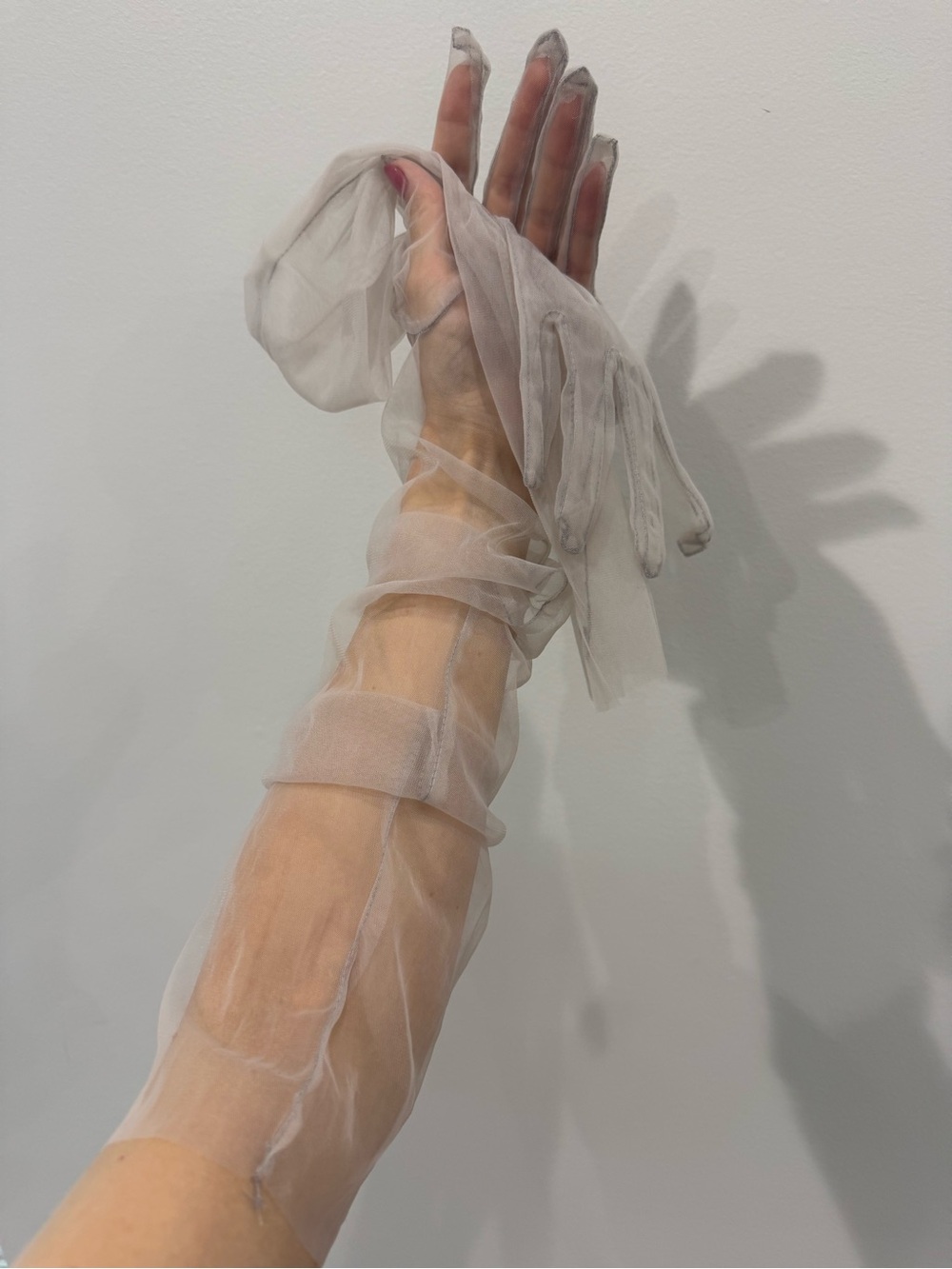 Sheer Long Gloves in Rich Light Gray Taupe - Picture 8 of 14